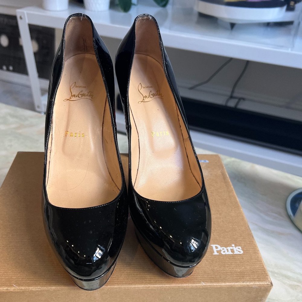 Christian Louboutin Black Patent Leather Platform Pumps
